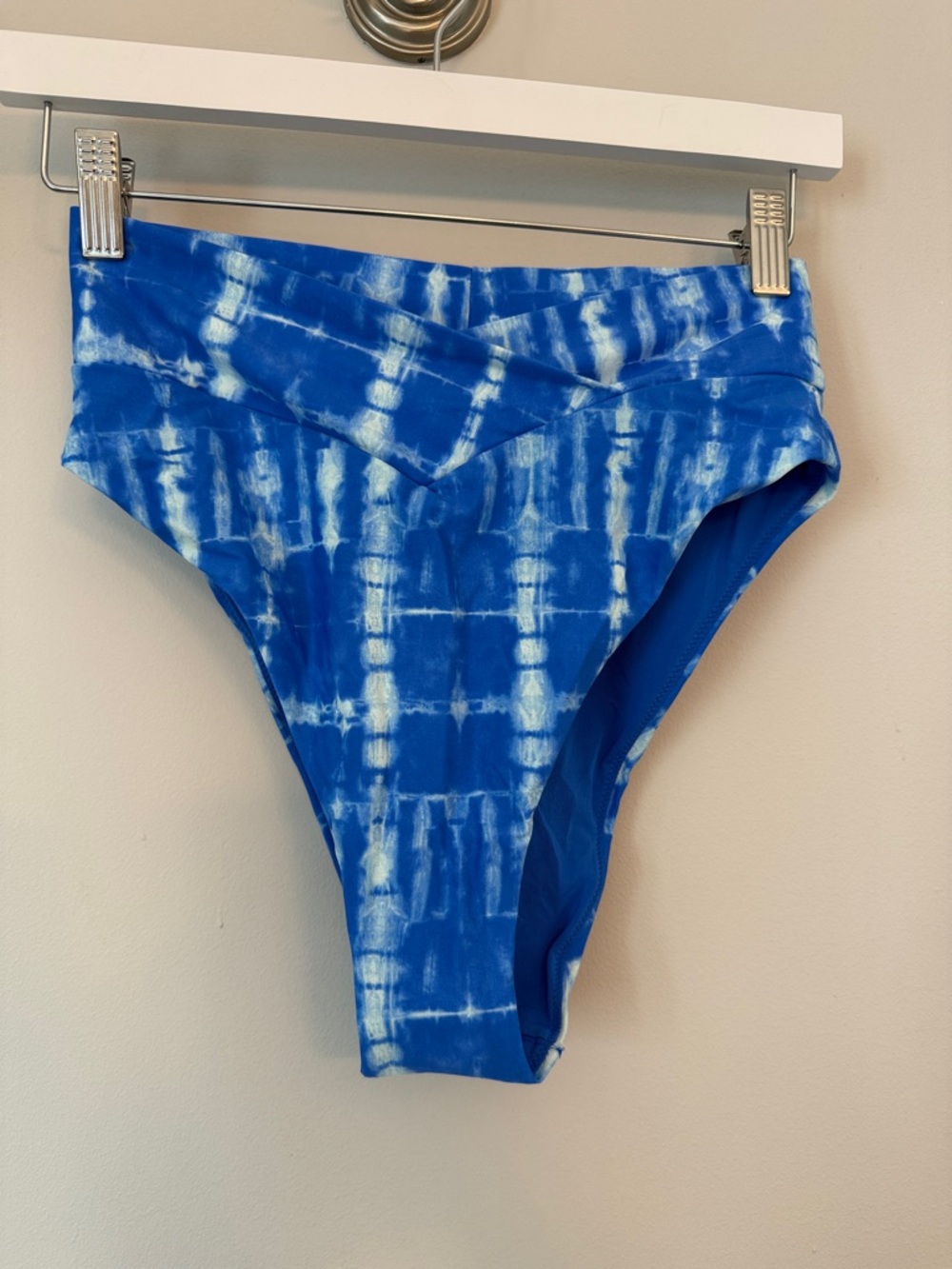 Blue Tie-Dye High Waist Bikini Bottoms